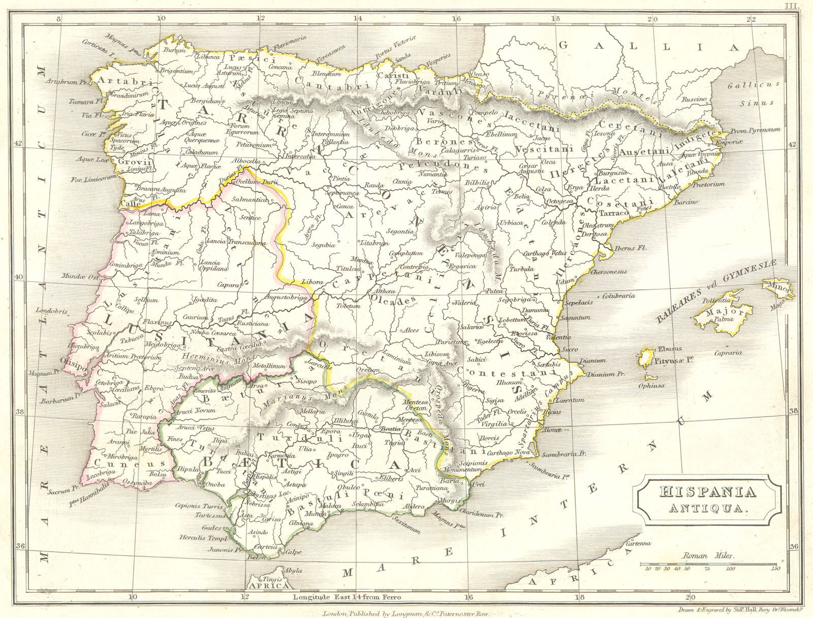 SPAIN. Hispania Antiqua 1847 old antique vintage map plan chart